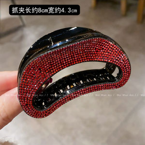 Red Diamond Embedded Medium Size Hair Clip Stylish Luxury Versatile Womens Hair Accessories for Half Updo And Bun Styles