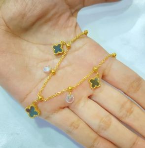 Gelang Jurai Titanium Clover 3 Permata Titanium Steel Aksesoris Fashion Trend