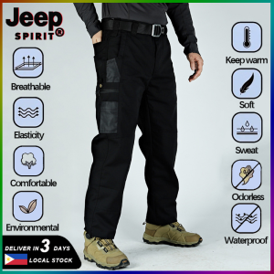 【2-3 days arrive!!!】Jeep Spirit Waterproof Stretch Wear Resistant Tactical Cargo Pants for Men in Black X6 (S-3XL)