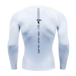 Sword Print Long Sleeve Compression Shirt for Men Athletic Quick Dry Tshirts Tops Gym Workout Running Baselayers Undershirts