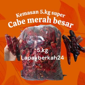 ( CABE SUPER 5.KG ) CABE MERAH BESAR KERING SUPER TIDAK PEDAS TANPA TANGKAI cocok untuk bumbu merah