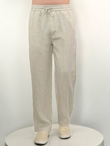 APJ | High-End Pure Linen Mens Summer Thin Wide Leg Casual Pants Loose Straight Business Gentleman Style Long Trousers Breathable