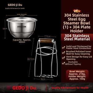 GEDO | 304 Stainless Steel Baby Steamed Egg Bowl with Lid