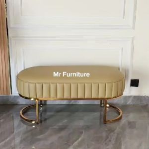 Sofa Bench Stripes Kaki Stainless Gold