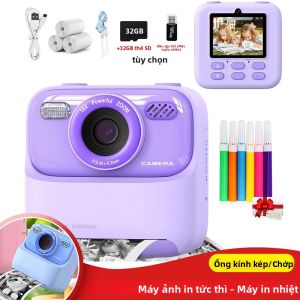 Máy In Ảnh Nhiệt Bỏ Túi Tức Thì Cho Trẻ Em Camera Kỹ Thuật Số Ống Kính Kép 1080P HD Quà Tặng Video Cho Bé Trai & Bé Gái Kèm Pin