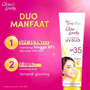 FAIR & LOVELY GLOW & LOVELY Ultimate UV Duo Krim Vitamin C SPF 35 PA+++ 40gr | 20gr | Krim Pencerah Harian | Day Cream | Sunscreen | Serum | FUFUMISE
