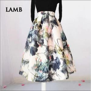 Ink Painting Skirt Womens 2023 New Chinese Style Fashionable Elegant Casual High Waist Design Sense A- Line Mid-Length Umbrella Skirt Women