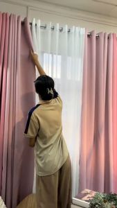 BLOCKOUT 3IN1 & 5IN1 & 6IN1 Korean Curtain Old Rose & Nude Pink Combi High Quality Bedroom Home Curtains 10 RINGS 5-8FT