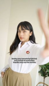Wulfi Atasan Kemeja Boxy Shirt White Untuk Kasual Kerja Kantor Lengan Panjang
