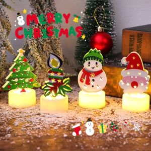 【CANDIES.】ไฟเทียน LED เครื่องประดับซานต้า/ตุ๊กตาหิมะเรืองแสง ไฟ LED กลางคืน