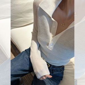 HUOLISI | Retro Elegant Short Sleeve Polo Neck Knit Sweater