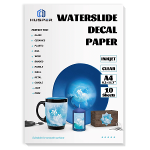 10 Sheets DIY A4 Inkjet Waterslide Decal Transfer Paper 8.3x11.7 inch Clear Water Transfer Paper for Inkjet Printer