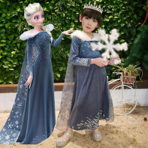 Frozen Princess Dress Girls Long-Sleeved Elsa Elsa Elsa Anna Children Dress Autumn and Winter Christmas Clothes