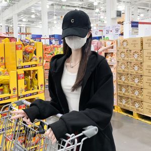 YAYANGREN | Black Long Sleeve Womens Hoodie Jacket Big Size Petite Korean Style 2026 New Spring Autumn