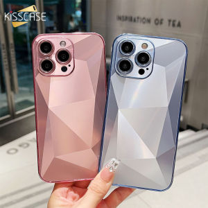KISSCASE Luxury Plating Diamond Pattern Phone Case For iphone 15 14 13 12 11 Pro Max Plus AG Matte Lens Protection All-inclusive Acrylic Anti-fall Shockproof Back Cover For iphone X XR XS Max