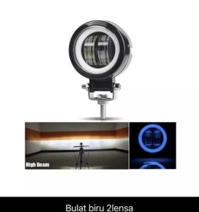 Lampu daymaker 2 lensa mini bulat kotak 20 Watt Strobo universal semua motor mobil