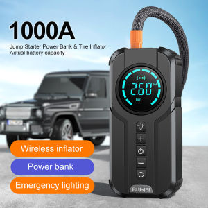 JPK【Ready Stock】1000A Car Jump Starter Power Bank with Tire Inflator Portable Air Pump Air Compressor Battery Booster with EVA Storage Bag LED