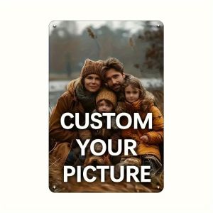 1pc Personalized Custom Photo Metal Sign - Durable Weather-Resistant Home Decor Plaque with Pre-Drilled Holes Easy to Hang Safe Rounded Corners 8x12 Inch - Multifunctional Wall Hanging Decor for Home Husband Wife - English Text