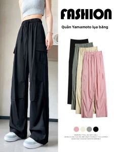 YAMIANNV | Quần ống rộng cạp cao thường ngày cho nữ mùa hè 2024 Quần dài đến sàn Thiết kế dáng rộng đa năng Quần áo làm việc