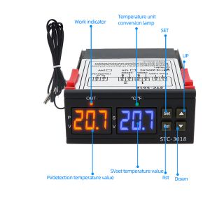 STC-3018  LED Digital Thermostat for Incubator Temperature Controller Thermoregulator Relay 12V 24V 220V