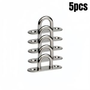 5/10pcs Hooks Eye PlateHeavy Duty Stainless Steel Oblong PadMount Wall U Hanger Ring for Ceiling Garage Hammock Boat Hardware