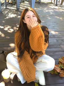 YUFUQING | Korean Style Lazy Chic Round Neck Long Sleeve Knitted Sweater Women Early Autumn New Loose Personality Match All Over Top