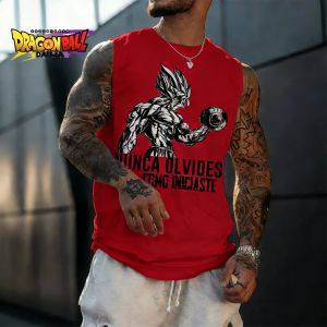 Bandai | American Retro Dragon Ball Logo Vest Strength Slogan Mens Fitness T-Shirt Summer Outdoor Training Non-Sticky Daily Wear Top