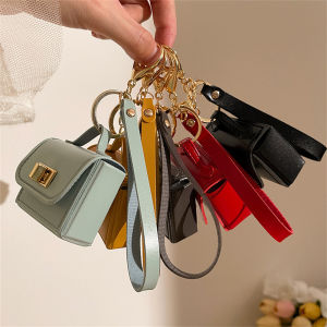 Creative Mini Leather Hangbag Bag Keychain Cute Fashion Korean Simulation Exquisite Leather Bag Pendant Keyring Jewelry Gift