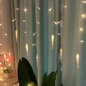 3M×1M Christmas Curtain Lights Icicle 100LEDs String Lights 8 Modes USB Battery Operated Xmas Window Decoration