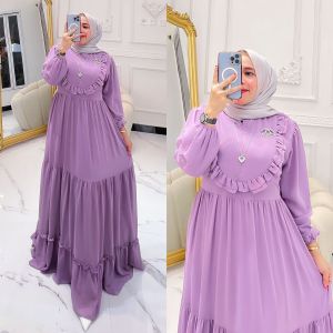 REALPICT COD DRESS SANTIKA SUPER MAYUNG BAHAN CERUTY PREMIUM LD 110 PB 140 TERBARU TERMURAH TANGAN PERTAMA KONVEKSI