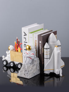 Creative Astronaut Ship Bookends Office TV Cabinet Decorations Childrens Room Decorations Resin Cartoon Style Moving Gifts