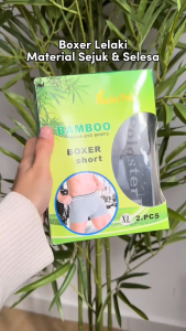 (2 Pcs) Bamboo Seamless Premium Boxer Men Boxers Seluar Dalam Lelaki Dewasa Underwear Man 竹炭内裤