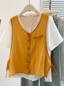 Bộ Áo Blouse Dây Spaghetti và Áo Sơ Mi Thời Trang Dành cho Người Mũm Mĩm