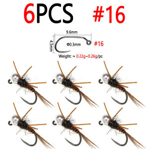 6PCS #16 #14 Fast Sinking Barbless Jig Stonefly W/ Rubber Legs Pheasant Tail Wet Euro Nymph Fly Trout Grayling Fishing Lures