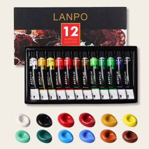 Professional Metallic Acrylic Paint Set 12/24 Colors 12ml Tubes Suitable for Most Surfaces Including Canvas Paper and Wood ﻿