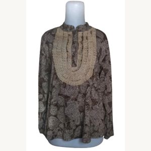 Atasan Kerah Renda Blouse Terbaru Polos Brokat Kekinian Muslimah Terbaru Lengan Panjang Terbaru dan Terlaris - Atasan Blus Renda Long Slevees Vintage Kerah Sanghai Kancing Depan Katun - Blus Wanita Lengan Panjang Brukat Vintage Hijab