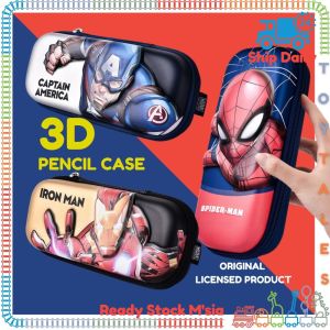 Marvel 3D PENCIL BOX [ SPIDERMAN Iron Man Captain America ORIGINAL ] Kotak Pensil Cartoon Pensel Case School Stationery