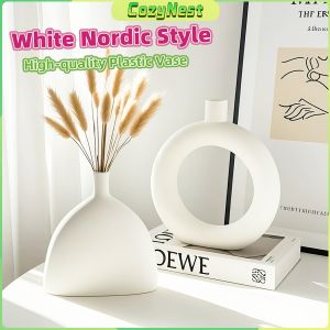 C.N White Nordic Style Plastic Vase Modern Flower Vase Wedding Table DIY Home Decor