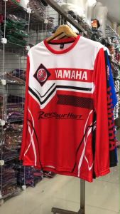เสื้อยืดเล่นกีฬา ลายรถแข่ง Yamaha Revs your hear  เสื้อกีฬาแขนยาว ผ้าไมโครพิมพ์ลาย ไซส์ S-2XL ใส่ได้ทั้งชายและหญิง ผลิตโรงงานไทย