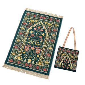 2pcs set Muslims Prayer Rugs With Bag Polyester Portable Blanket Islamic Mat with Tassels Travel Blanket Prayer Mat