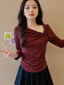 Áo Thun Dài Tay Cỡ Lớn Thời Trang Xuân Thu Cho Nữ Áo Lót Mềm Mại Ôm Vừa Vặn Cổ Tròn Tay Dài Màu Trơn Phong Cách Ngọt Ngào