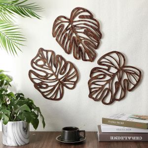 Palm Leaf Wooden Retro Wall Decoration 3pcs
