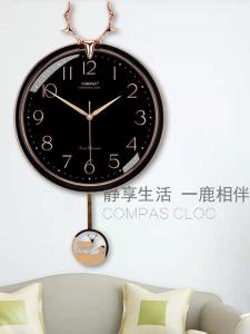 Đồng Hồ Treo Tường Compas Thời Trang Hiện Đại Thanh Lịch Hình Đầu Hươu Bằng Đá Quý Quartz Đồng Hồ Không Phát Âm Dùng Trong Nhà