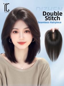 Natural White Hair Concealer Topper Seamless Real Hair Piece
