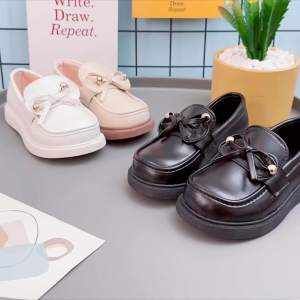 Future seeds shoes loafers shoes for kids girls princess rubber black shoes for kids size 28-36
