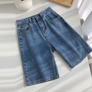 High Waist Design Sensation Slimming Loose Five-Quarter Wide Leg Jeans Shorts Women Summer New Style Casual Straight Cut