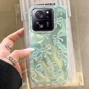 Green Bowknot Love Heart Women Girls For Xiaomi 13T 14T Pro 11 Lite NE Poco X5 X6 X7 M6 C65 C61 M5S Phone Case TPU Fundas Cover