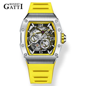 BONEST GATTI | BONEST GATTI Mens Watch Qixi Festival Gift for Boyfriend German Automatic Skeleton Mechanical Luminous Tonneau Watch