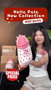 Hello Polo รองเท้าแฟชั่นผู้หญิง ส้นหนา 5.5 ซม กันลื่น อ่อนนุ่ม เบาสบาย วัสดุ EVA รองเท้าสวม ลายการ์ตูนน่ารักๆ รุ่นHP8059