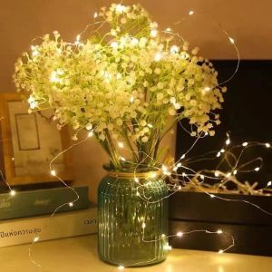 ไฟ LED สายทองแดง 2 เมตร 10 ชิ้น พร้อมแบตเตอรี่ ไฟตกแต่งสำหรับเทศกาล ไฟประดับตกแต่งต้นคริสต์มาส งานปาร์ตี้